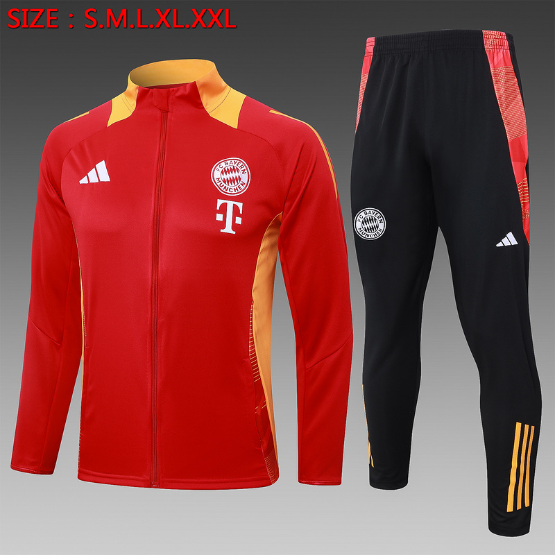 2024/25 Bayern Munich Red Jacket Training Suit Set Football Team Shirt Sports Fashion