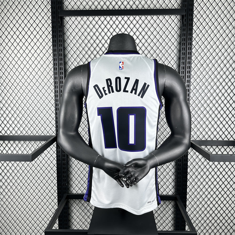 NBA Scaramento Kings 2024 V-Neck White jersey DeROZAN#10 S-XXL