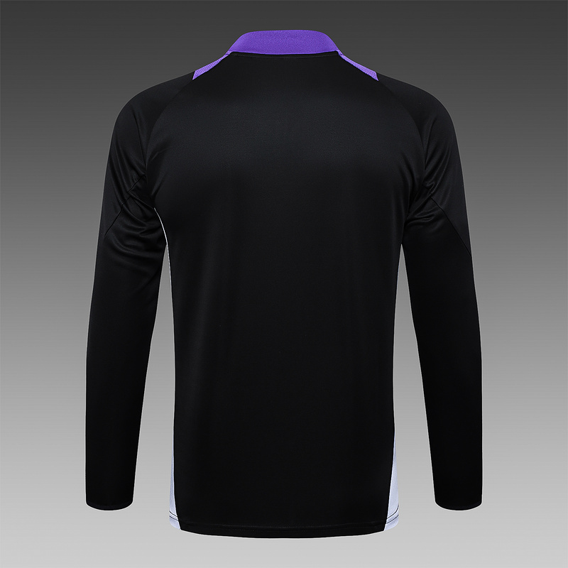 24/25 Real Madrid Black Long-sleeved half-pull training kit Football team kit