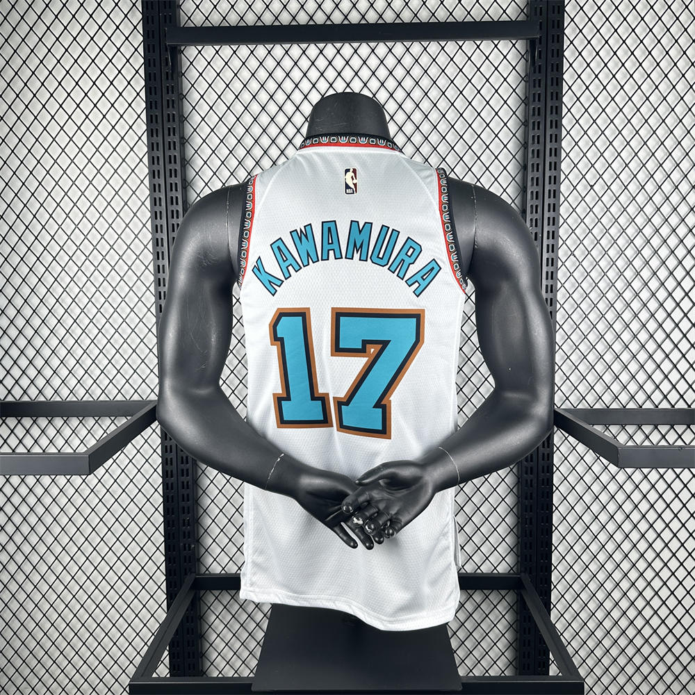 NBA Memphis Grizzies 24/25 Retro White jersey KAWAMURA#17 S-XXL