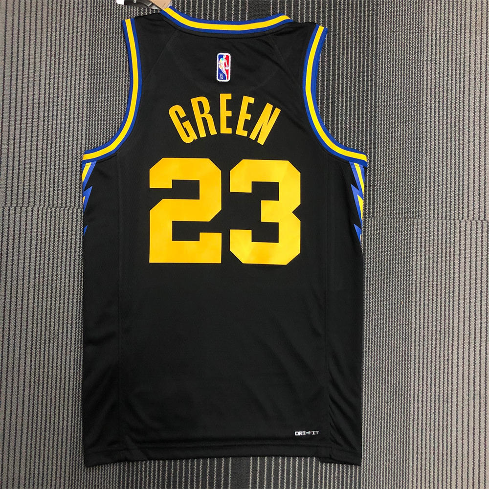 NBA Golden State Warriors V-Neck 75th anniversary Black Jersey GREEN#23 S-XXL