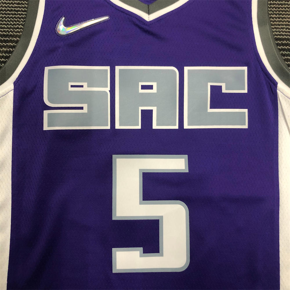 NBA Scaramento Kings V-Neck Purple 75th Anniversary jersey FOX#5 S-XXL