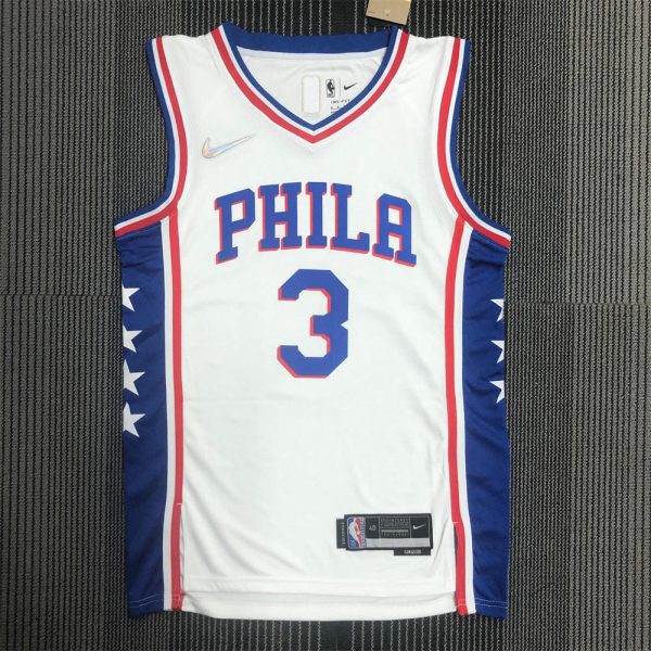 NBA Philadelphia 76ers Round Neck Black 75th Anniversary Jersey IVERSON #3 S-XXL