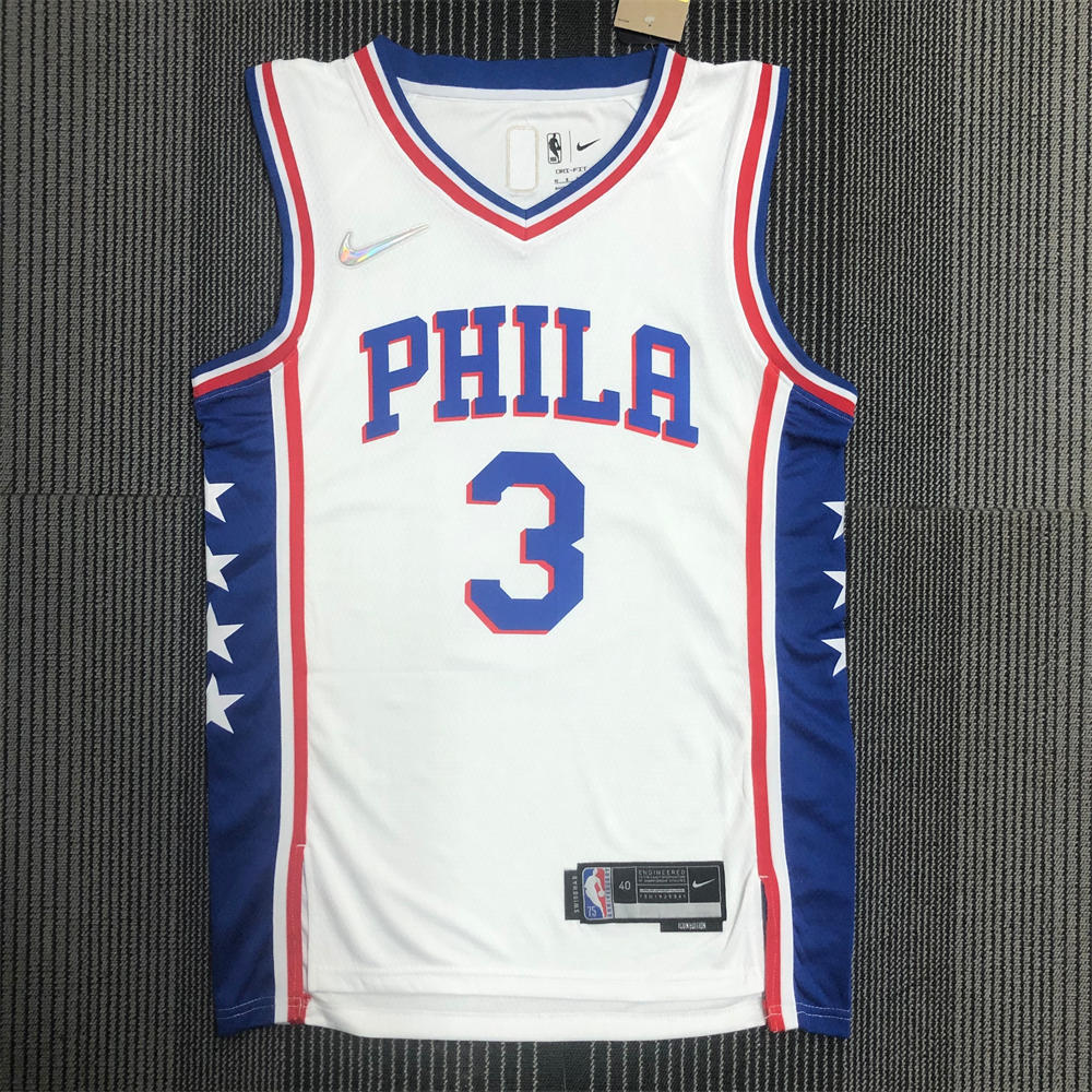 NBA Philadelphia 76ers Round Neck Black 75th Anniversary Jersey IVERSON #3 S-XXL