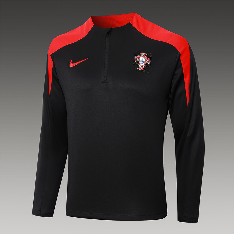 24/25 Portugal  Black Long-sleeved half-pull training kit Football team kit