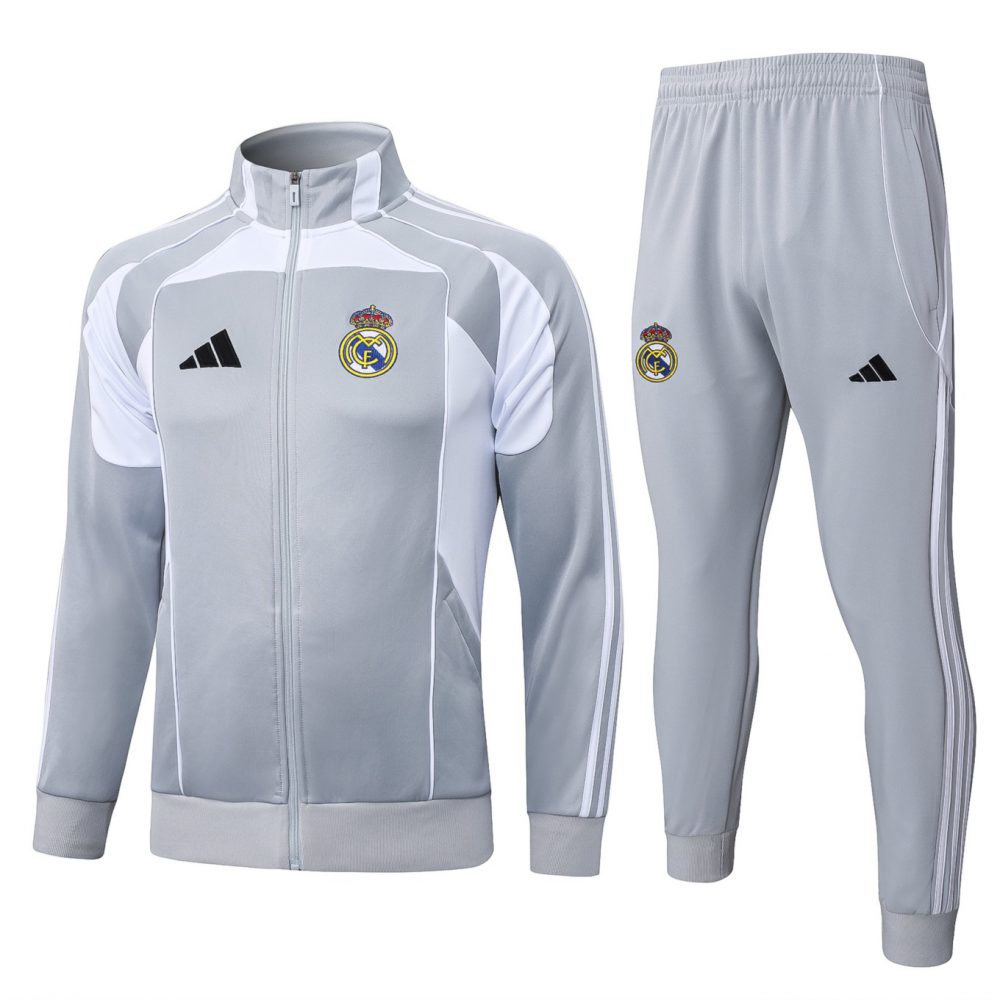 2026 Real Madrid Grey Jacket Training Suit Set