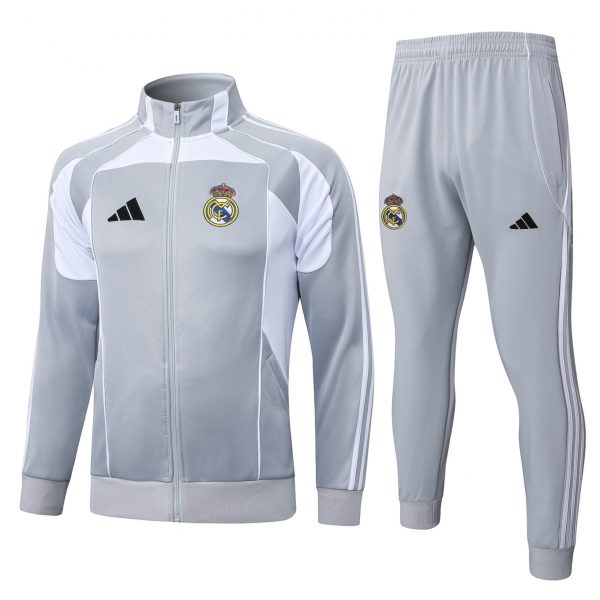 2026 Real Madrid Grey Jacket Training Suit Set