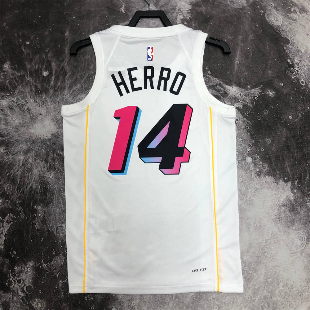 NBA Miami Hearts Round Neck City Edition White Jersey HERRO#14 S-XXL