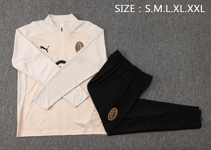 24/25 AC Milan Apricot Long-sleeved half-pull training kit Football team kit