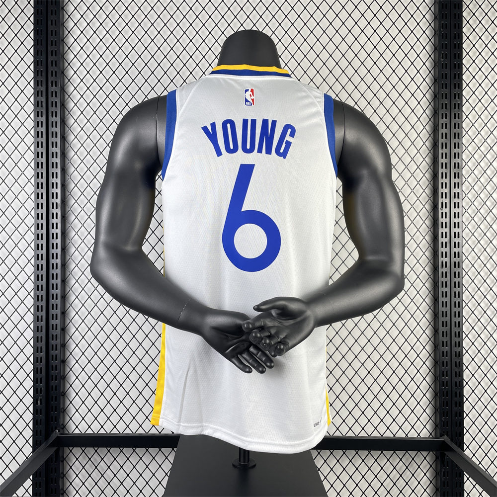 NBA Golden State Warriors 2023 V-Neck White Jersey YOUNG#6 S-XXL