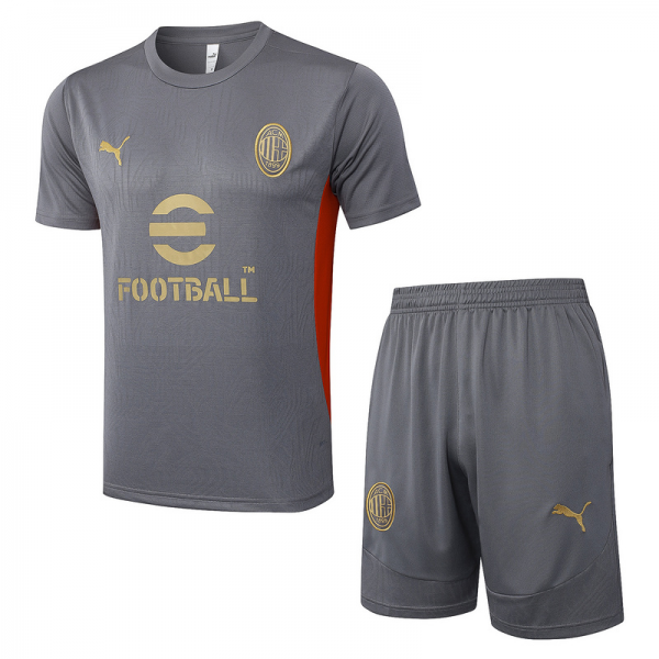 24/25 AC Milan Grey Training Set Shirt and Shorts