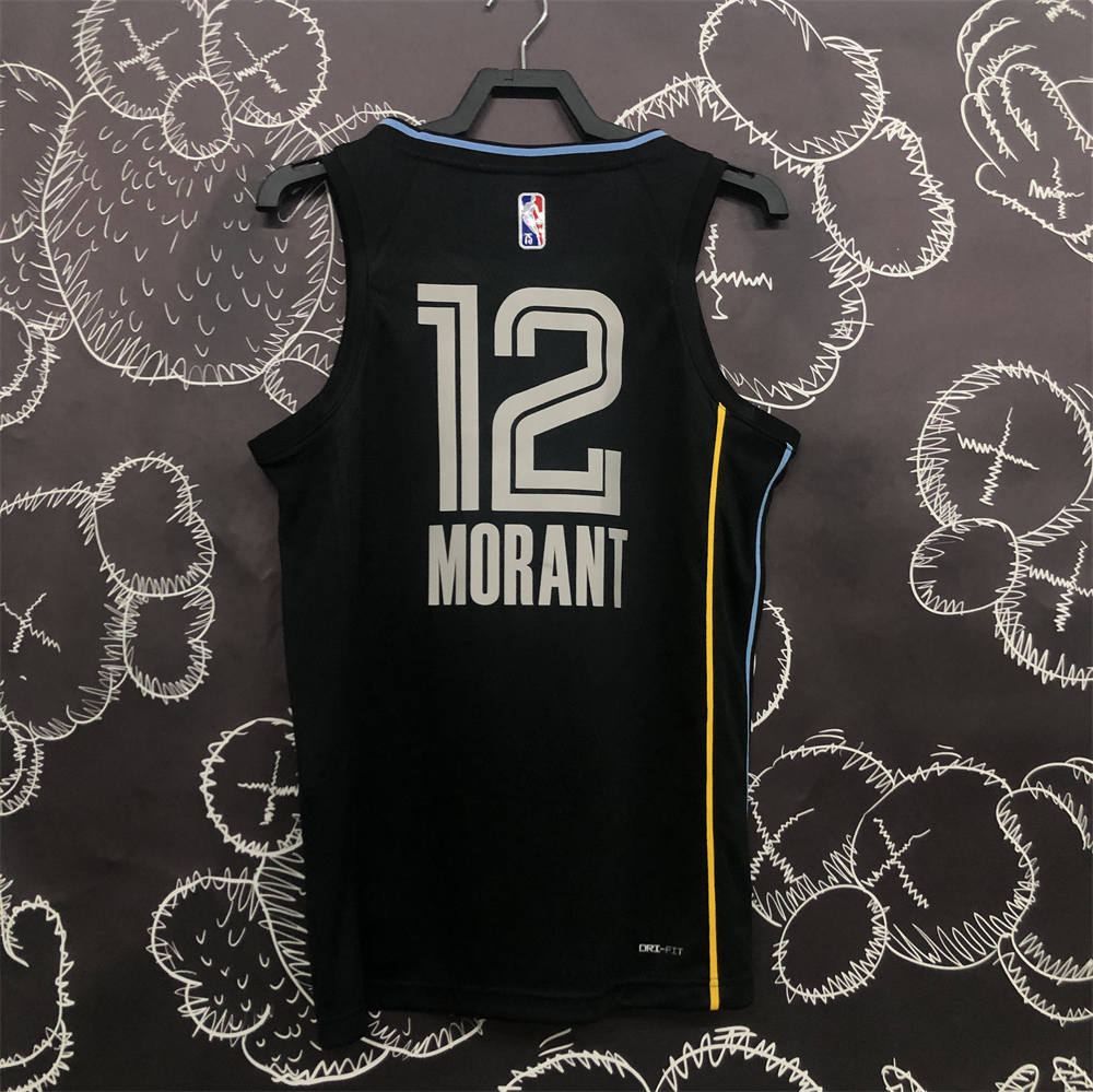 NBA Memphis Grizzies V-Neck Black Jersey MORANT #15 S-XXL