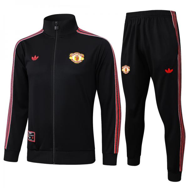2025/26 Manchester United Black Jacket Training Suit Set Football Team Shirt Sports Fashion