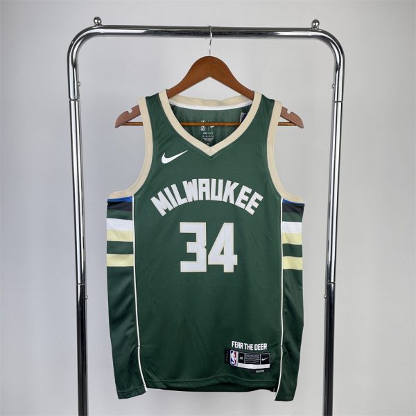 NBA Milwaukee Bucks V-Neck Green jersey ANTETOKOUNMPO#34 S-XXL