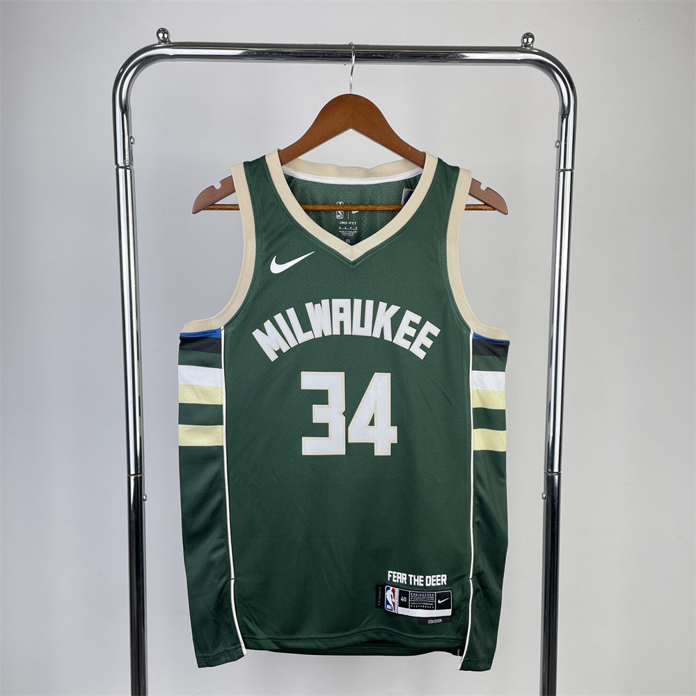 NBA Milwaukee Bucks V-Neck Green jersey ANTETOKOUNMPO#34 S-XXL