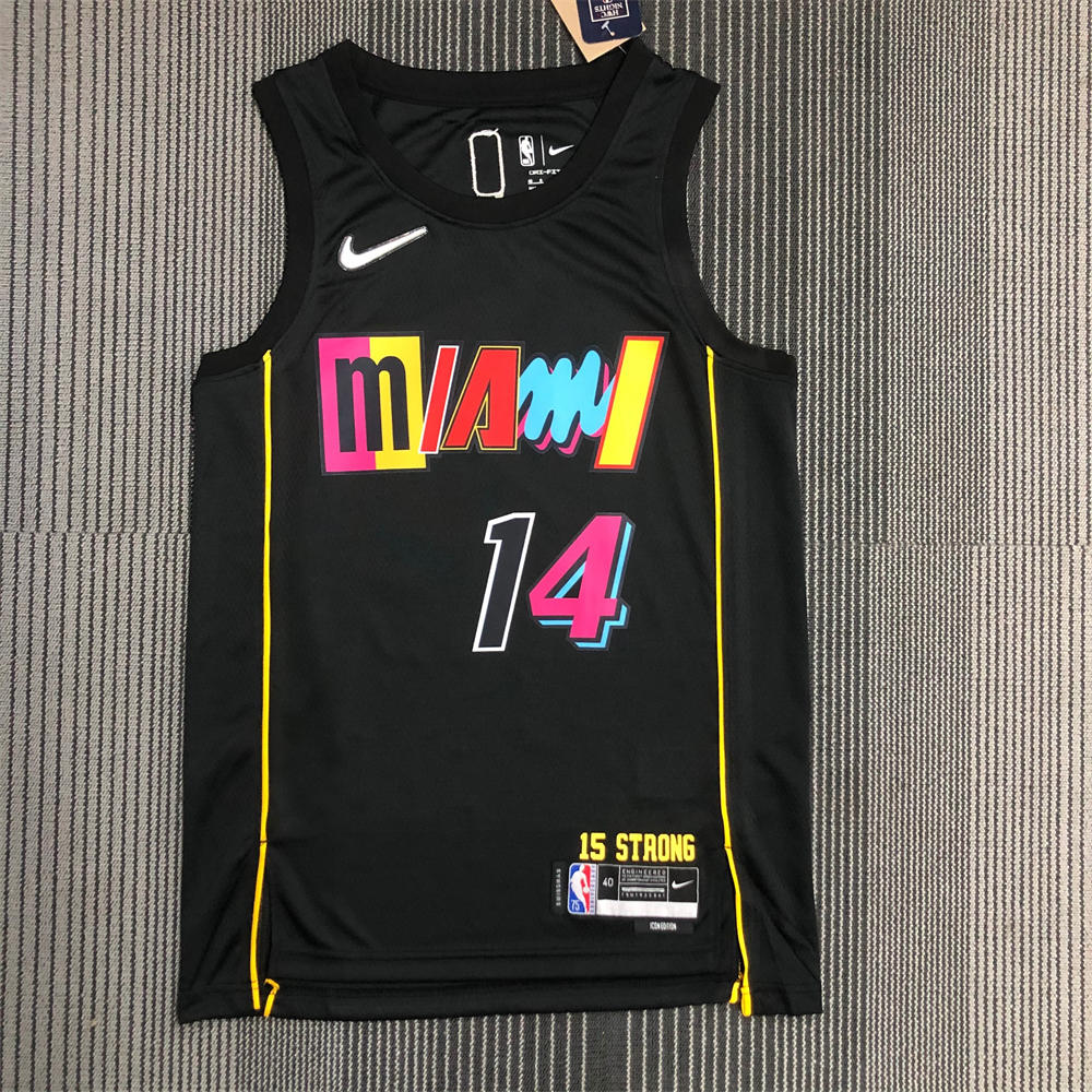NBA Miami Hearts Round Neck Black 75th Anniversary Jersey HERRO#14 S-XXL