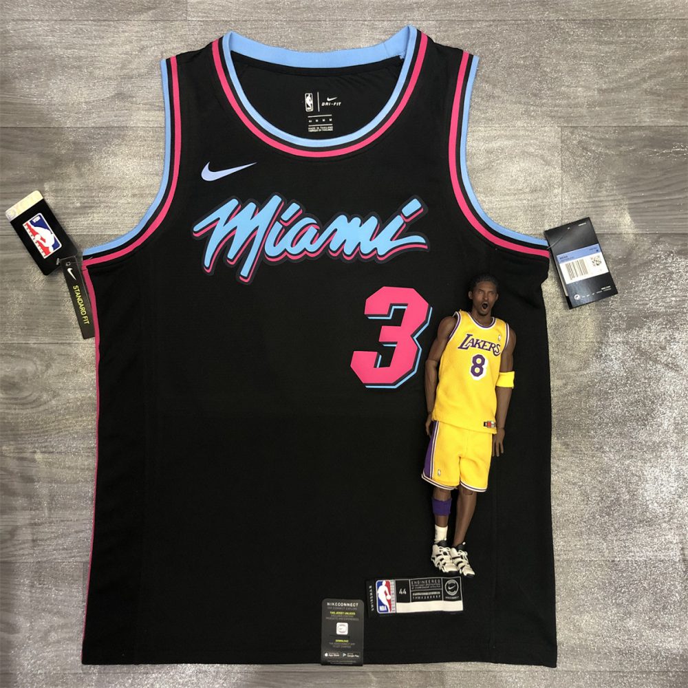 NBA Miami Hearts round neck Black Jersey Wade#3 S-XXL