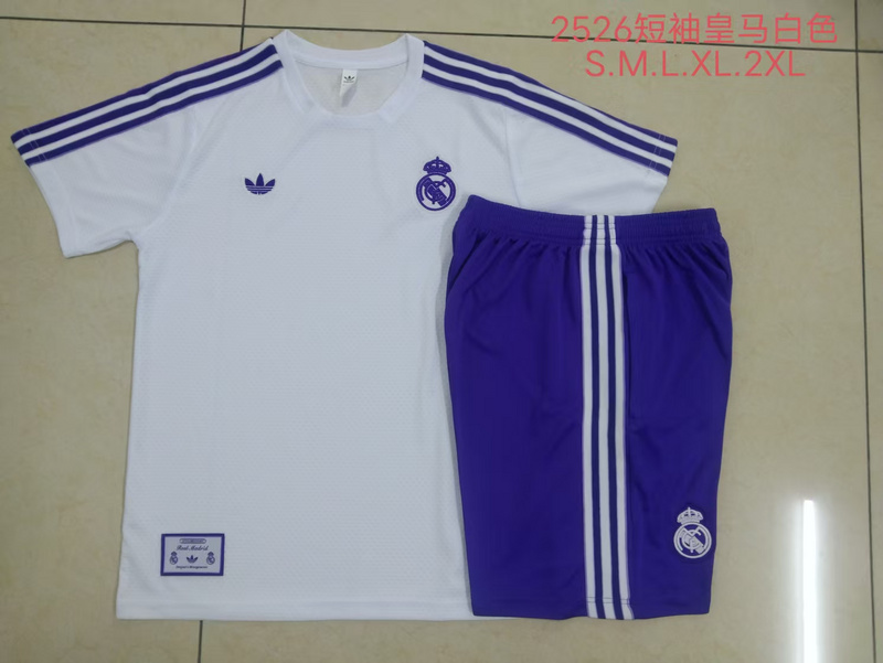 2025/26 Real Madrid White Training Set Shirt and Shorts