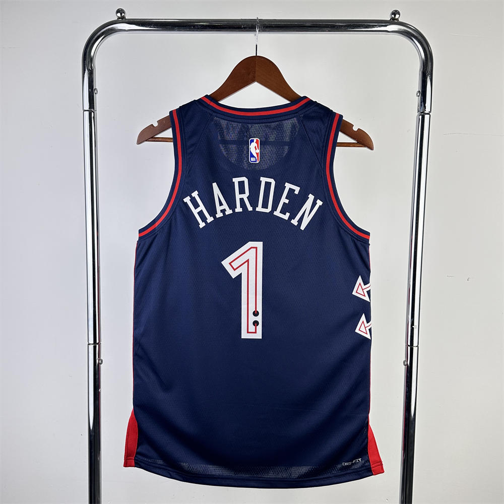 NBA Philadelphia 76ers 2024 Round Neck City Edition Black Jersey HARDEN#1 S-XXL