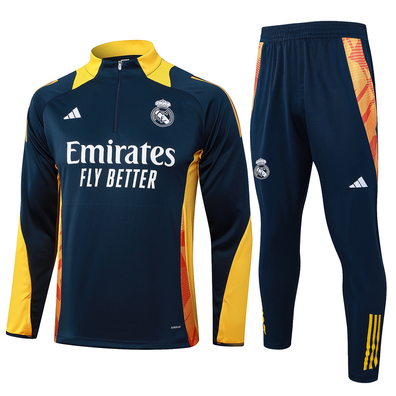 24/25 Real Madrid Royal blue Long-sleeved half-pull training kit Football team kit