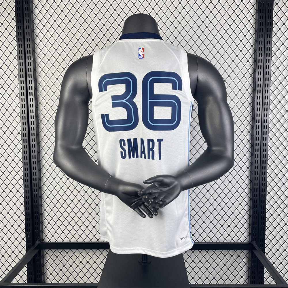 NBA Memphis Grizzies 2023 Round Neck White Jersey SMART#36 S-XXL