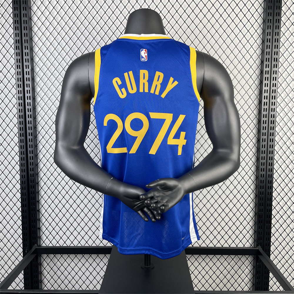 NBA Golden State Warriors 2023 V-Neck Blue Jersey CURRY#30#2974 S-XXL