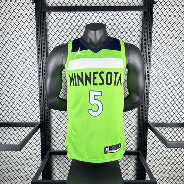 NBA Minnesota Timberwolves V-Neck Green Jersey EDWARDS#5 S-XXL