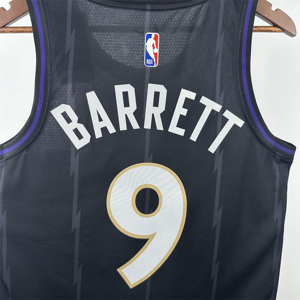 NBA Toronto Raptors 24/25 City Edition Round Neck Black Jersey BARRETT#9 S-XXL