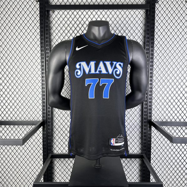 NBA Dallas Mavericks 2024 V-Neck Black Jersey DONCIC#77 S-XXL