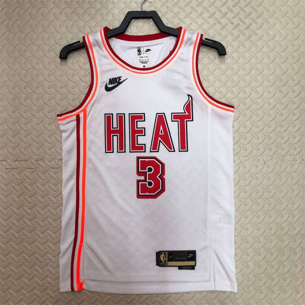 NBA Miami Hearts V-Neck White Jersey WADE#3 S-XXL