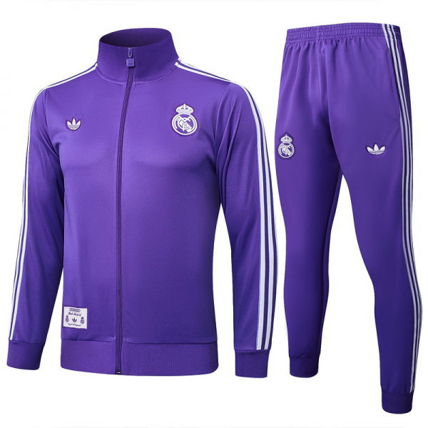2024/25 Real Madrid Purple Jacket Training Suit Set Football Team Shirt Sports Fashion