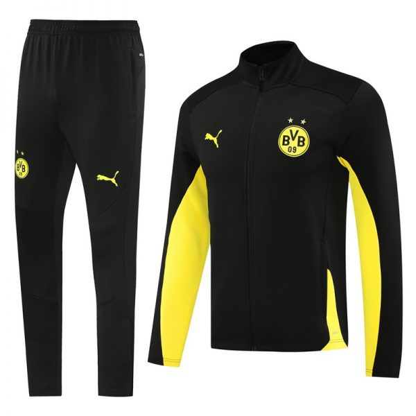 2024 Dortmund Black Yellow Jacket Training Suit Set Football Team Shirt Sports Fashion