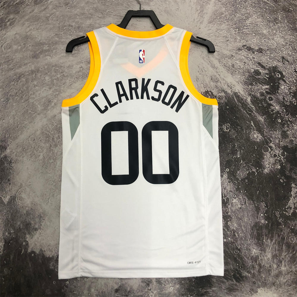 NBA Utah Jazz V-Neck White Jersey CLARKSON#00 S-XXL