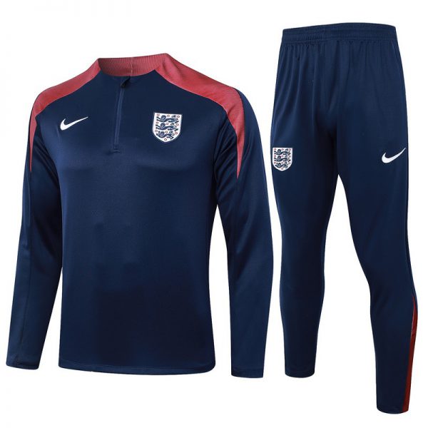 2024 England Royal Blue Long-sleeved half-pull training kit Football team kit
