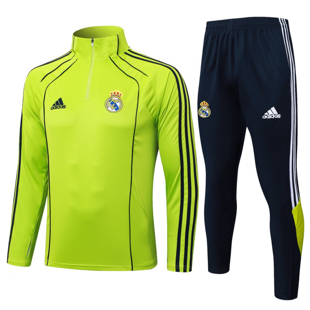 202526 Real Madrid Green Long-sleeved half-pull training kit Football team kit