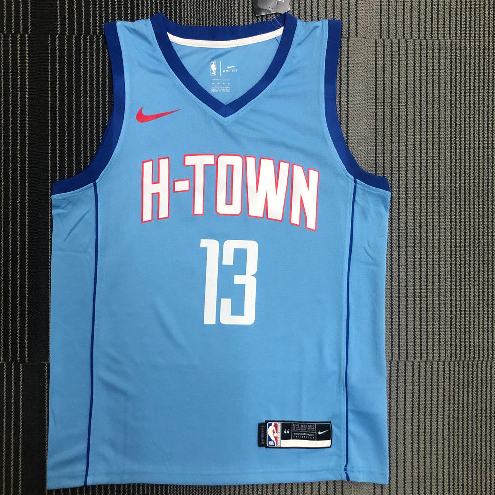 NBA Houston Rockets V-Neck Light Blue Jersey HARDEN#13 S-XXL