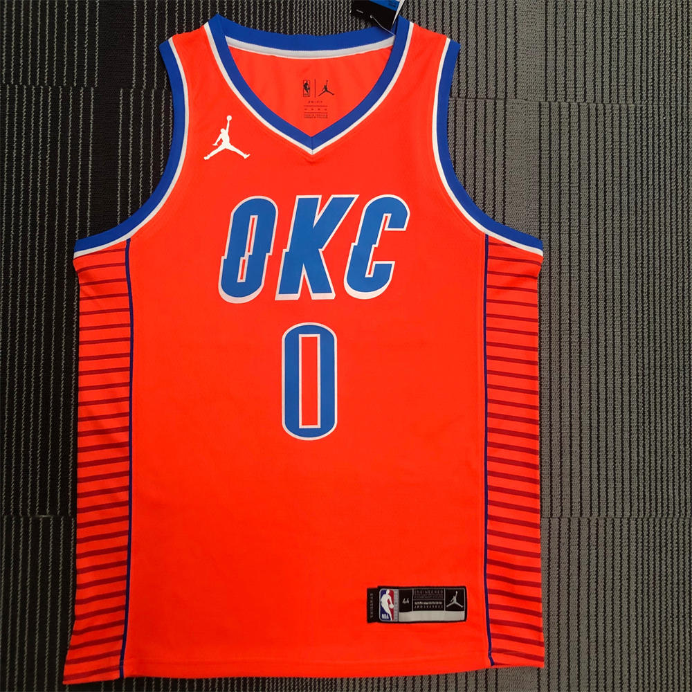 NBA Oklahoma City Thunder V-Neck Orange Jersey WESTBROOK#0 S-XXL