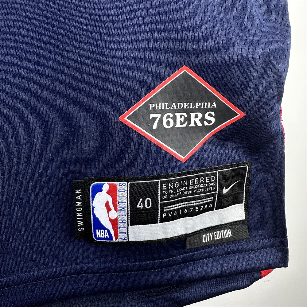 NBA Philadelphia 76ers 2024 Round Neck City Edition Black Jersey EMBIID#21 S-XXL