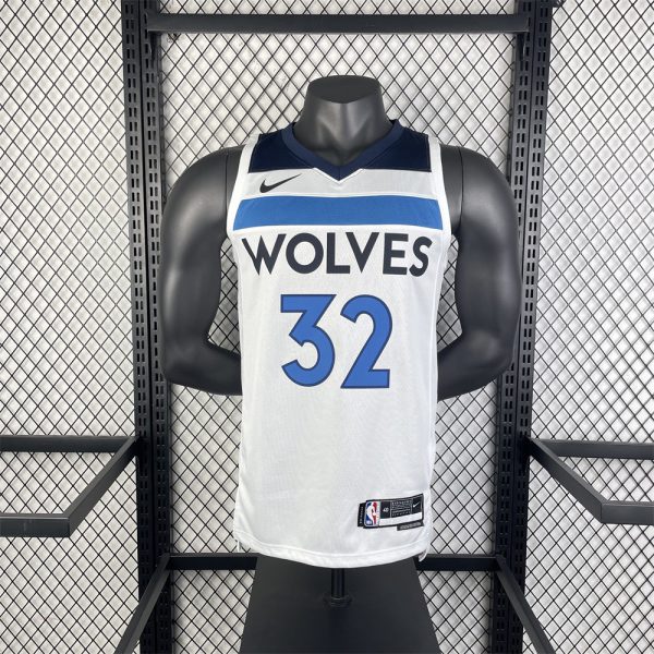NBA Minnesota Timberwolves 2023 V-Neck White Jersey TOWNS#32 S-XXL