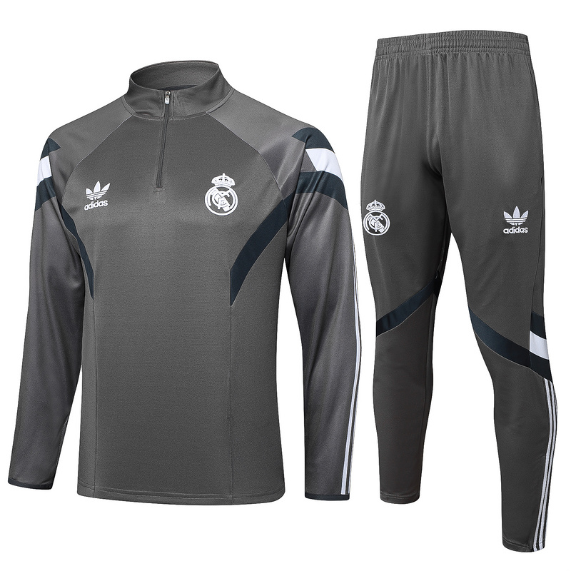 24/25 Real Madrid Grey Long-sleeved half-pull training kit Football team kit