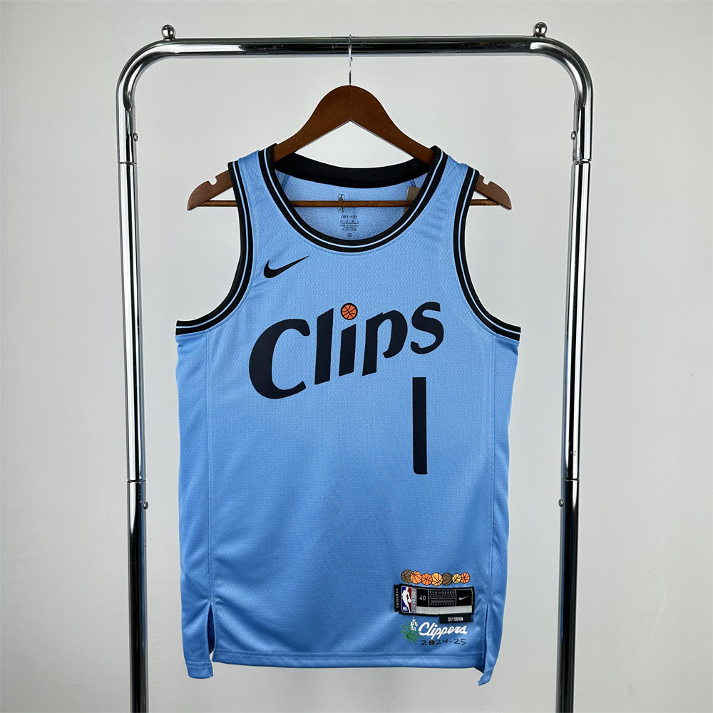 NBA Los Angeles Clippers 24/25 City Edition Round Neck Blue Jersey HARDEN#1 S-XXL