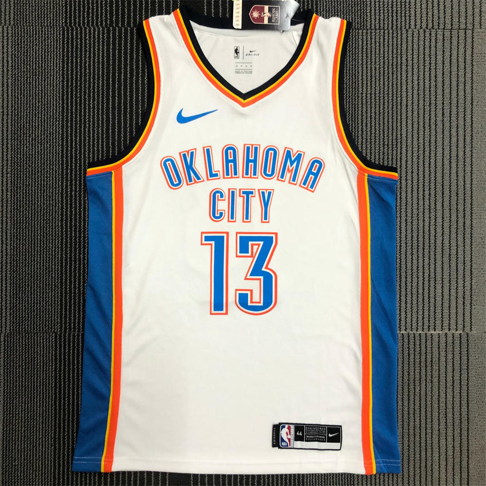 NBA Oklahoma City Thunder V-Neck White Jersey HARDEN#13 S-XXL