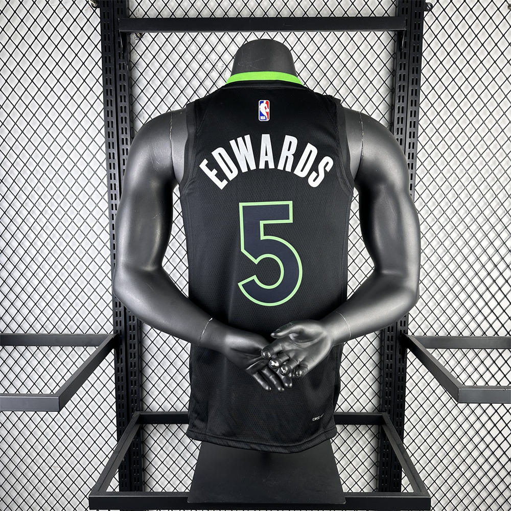 NBA Minnesota Timberwolves 2024 JORDAN Edition V-Neck Black Jersey EDWARDS#5 S-XXL
