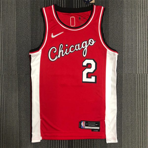 NBA Chicago Bulls Round Neck Red 75th anniversaryJersey BALL#2 S-XXL