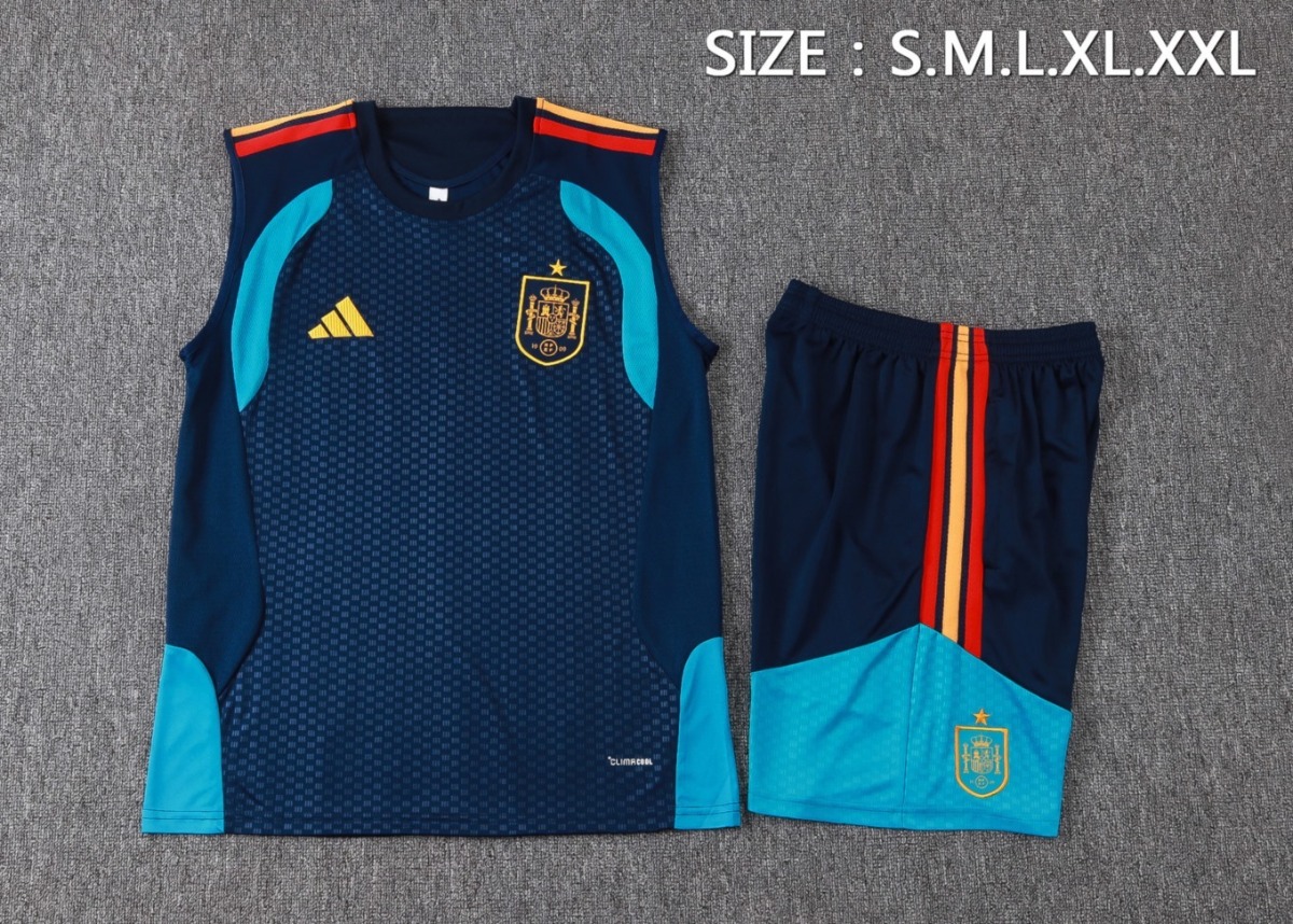 2026 Spain Royal blue Training Set Shirt and Shorts