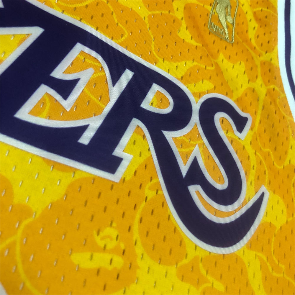 NBA Los Angeles Lakers BAPE×M&N BAPE#93 Gold Hardwood Classics Swingman Jersey S-XXL