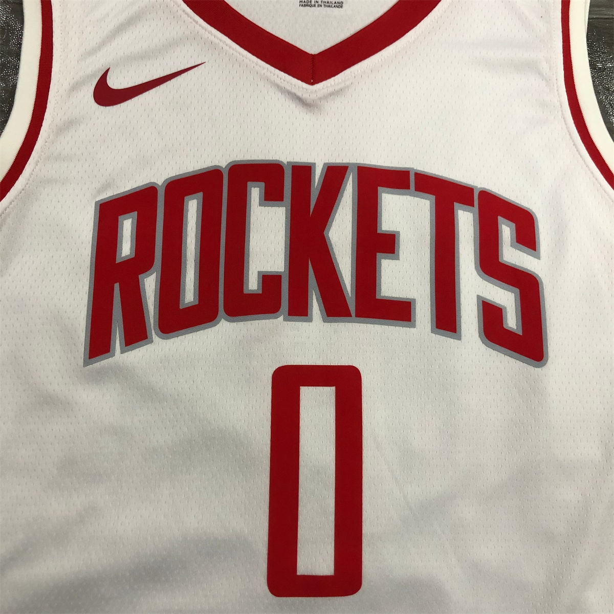 NBA Houston Rockets V-Neck White Jersey WESTBROOK#0 S-XXL