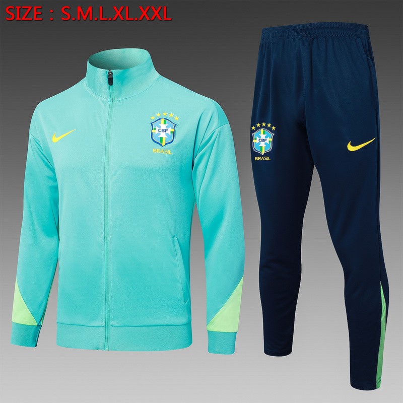 2024 Brazil Blue-Green Jacket Training Suit Set Football Team Shirt Sports Fashion