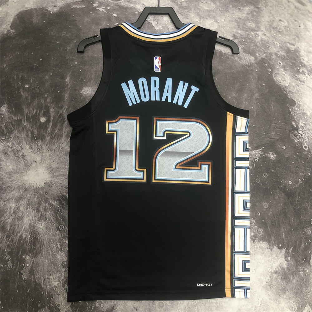 NBA Memphis Grizzies V-Neck Black Jersey MORANT #15 S-XXL