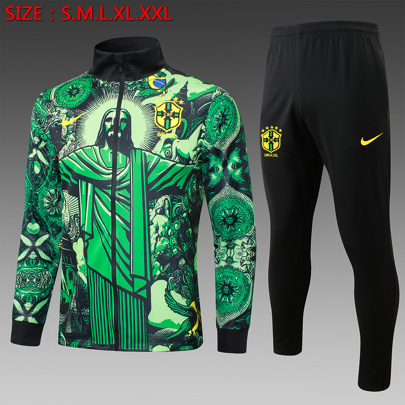 2024/25 Brazil Green Jacket Training Suit Set Football Team Shirt Sports Fashion